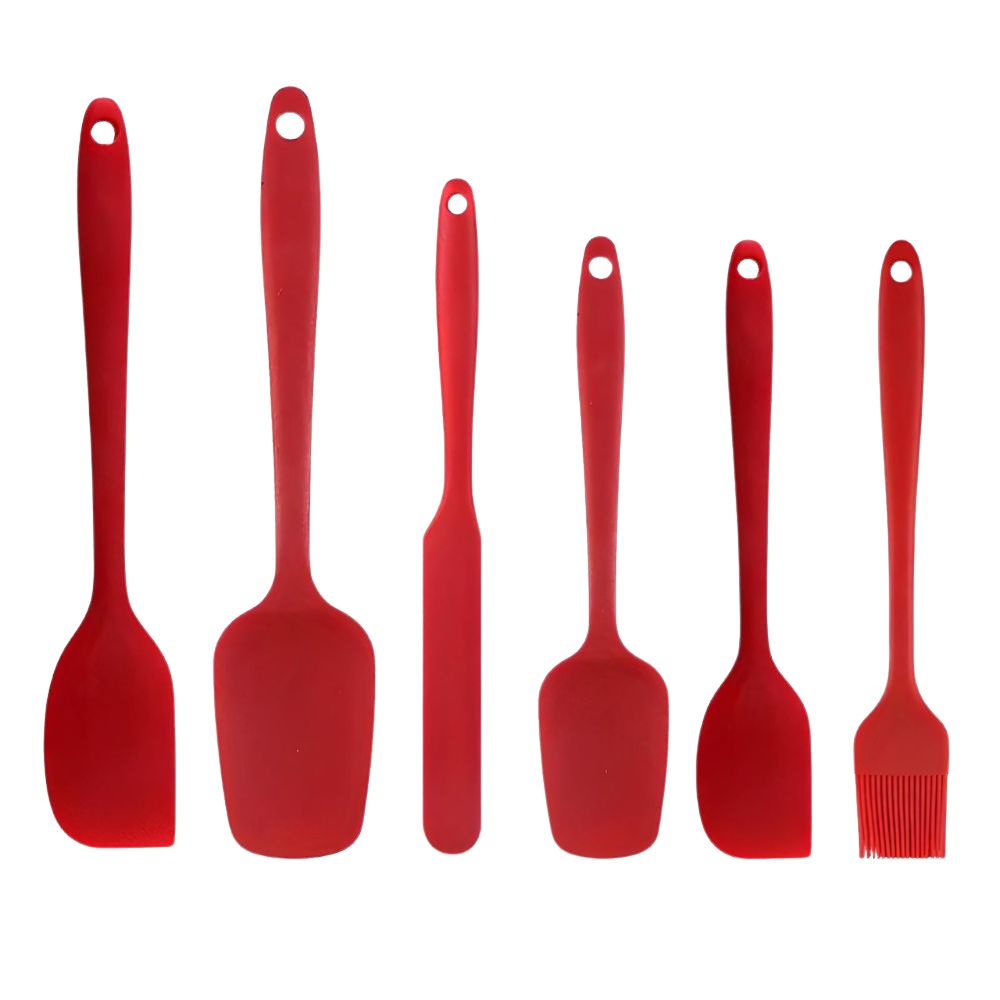 Flexible Silicone Spatula Set with Basting Brush - 6 Piece Kitchen Tools
