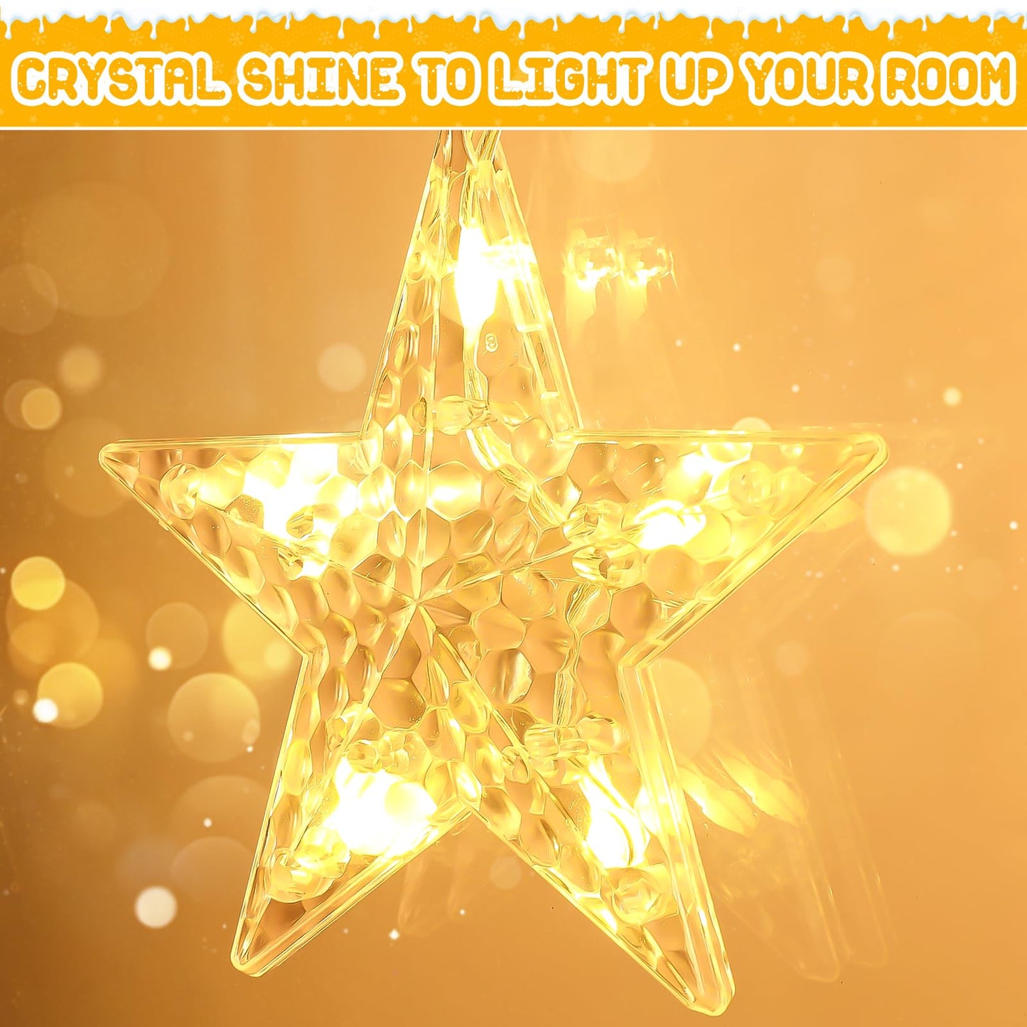 95cm Battery Operated Christmas Star Lights with 84 LEDs and Timer, Warm White