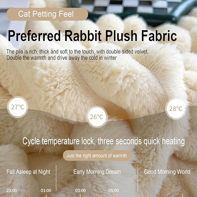 Double-Sided Plush Faux Rabbit Fur Throw Blanket