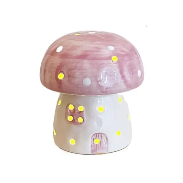 Ceramic Mushroom Night Light with Calming Glow