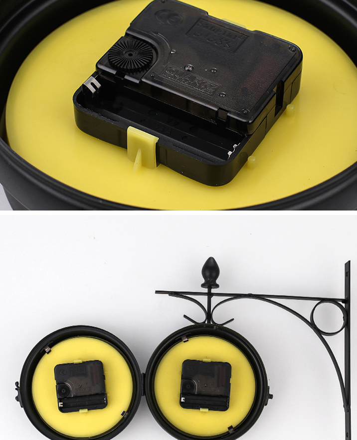 Double-Sided Vintage Iron Wall Clock with Analog and Digital Display