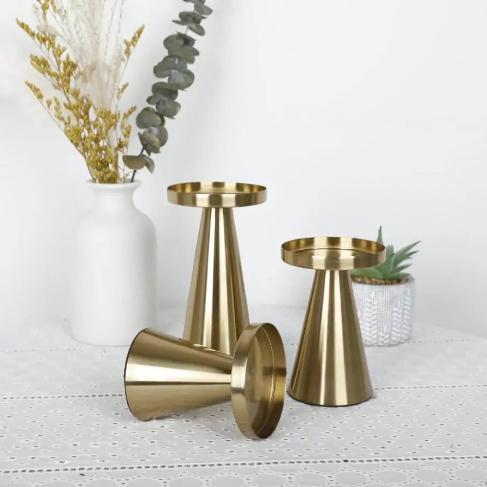 Handcrafted Brass Candle Holders Set of 3
