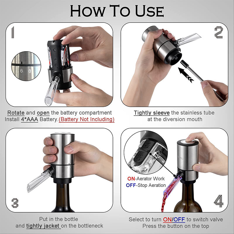 Electric Wine Aerator Pourer with Single-Button Control