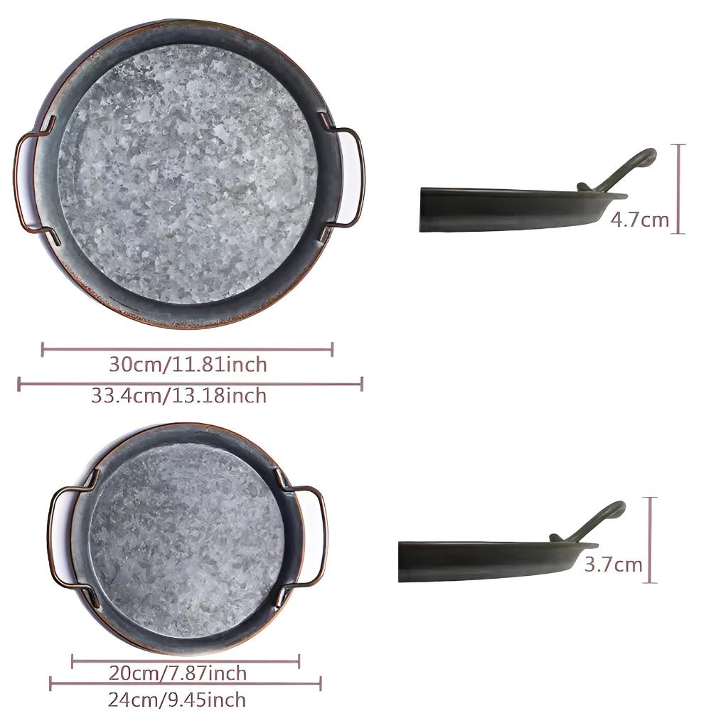 Retro Round Distressed Iron Serving Trays