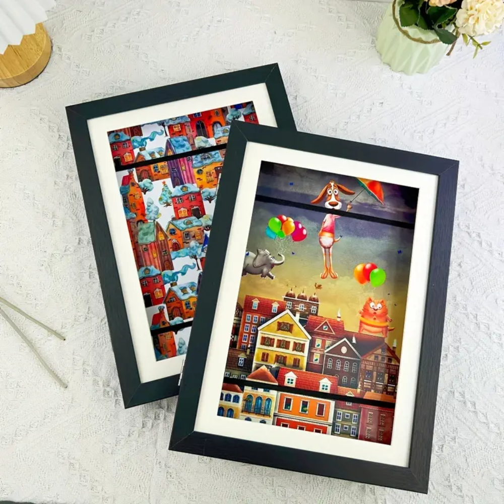Children's Artwork Display Frame in Black Wood