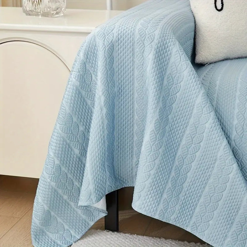 Plush Microfiber Leaf Sofa Cover with Lace Detail