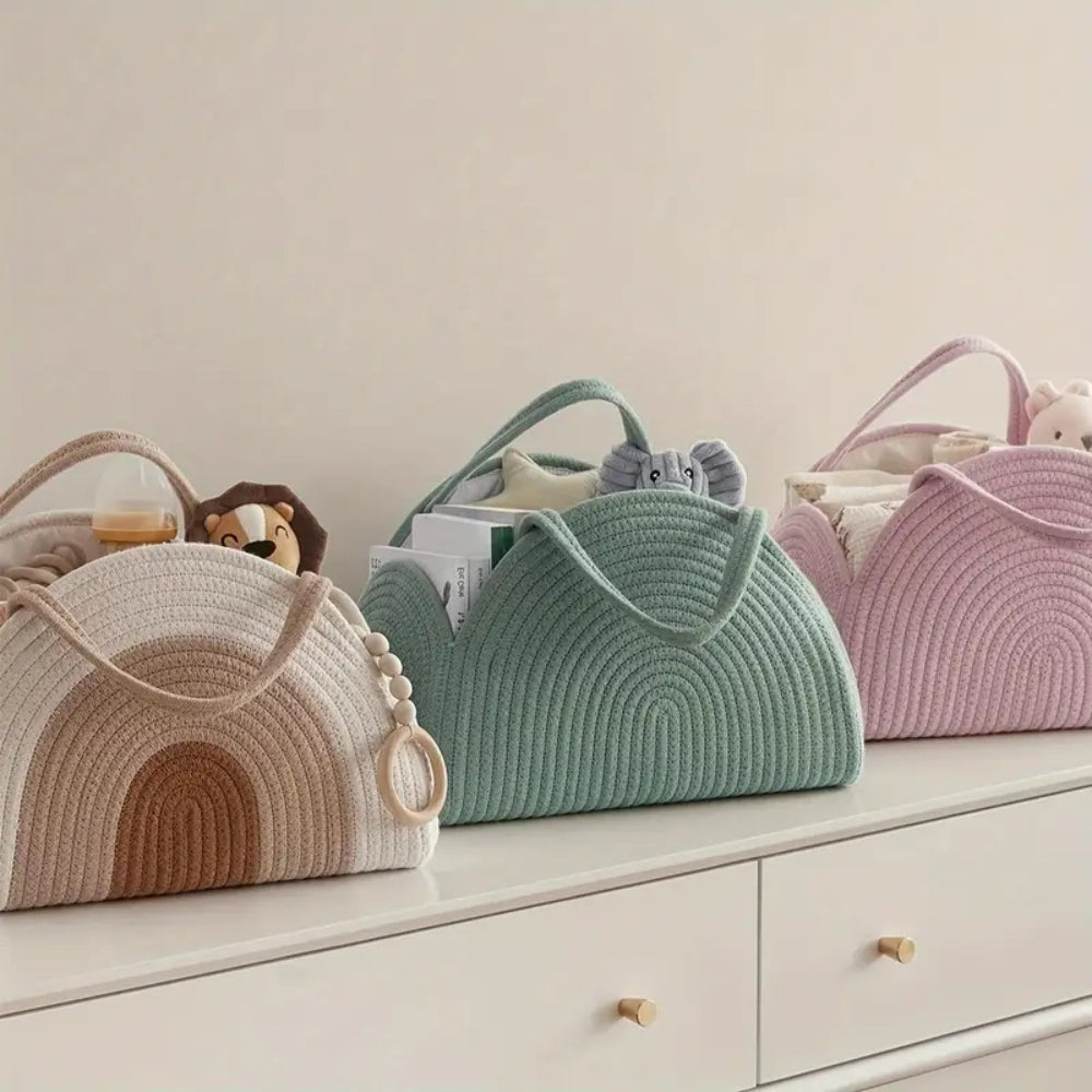 Neutral Tone Woven Baby Storage Organizer