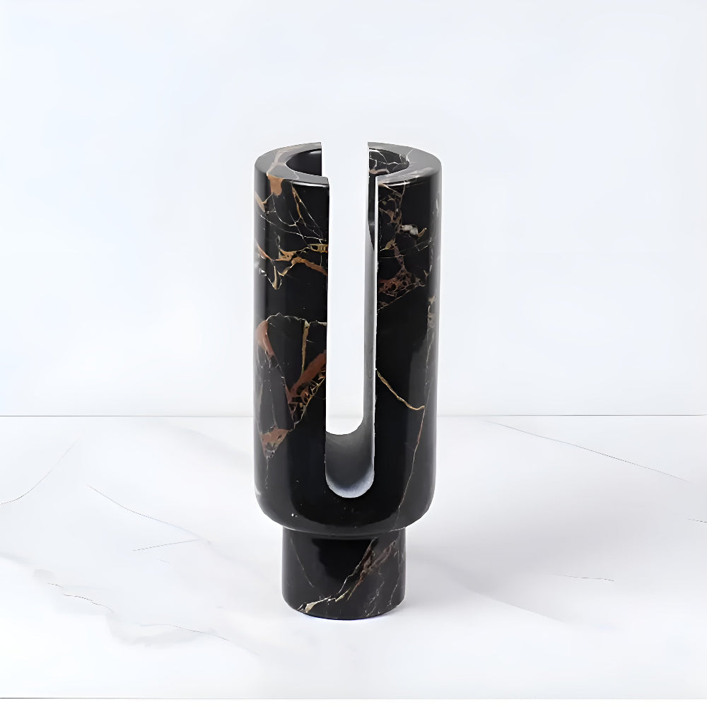 Modern Marble Candle Holder with Geometric Design