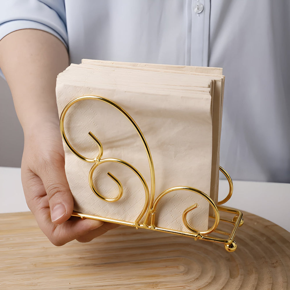 Stylish Iron Swirl Napkin Holder with Anti-Slip Base