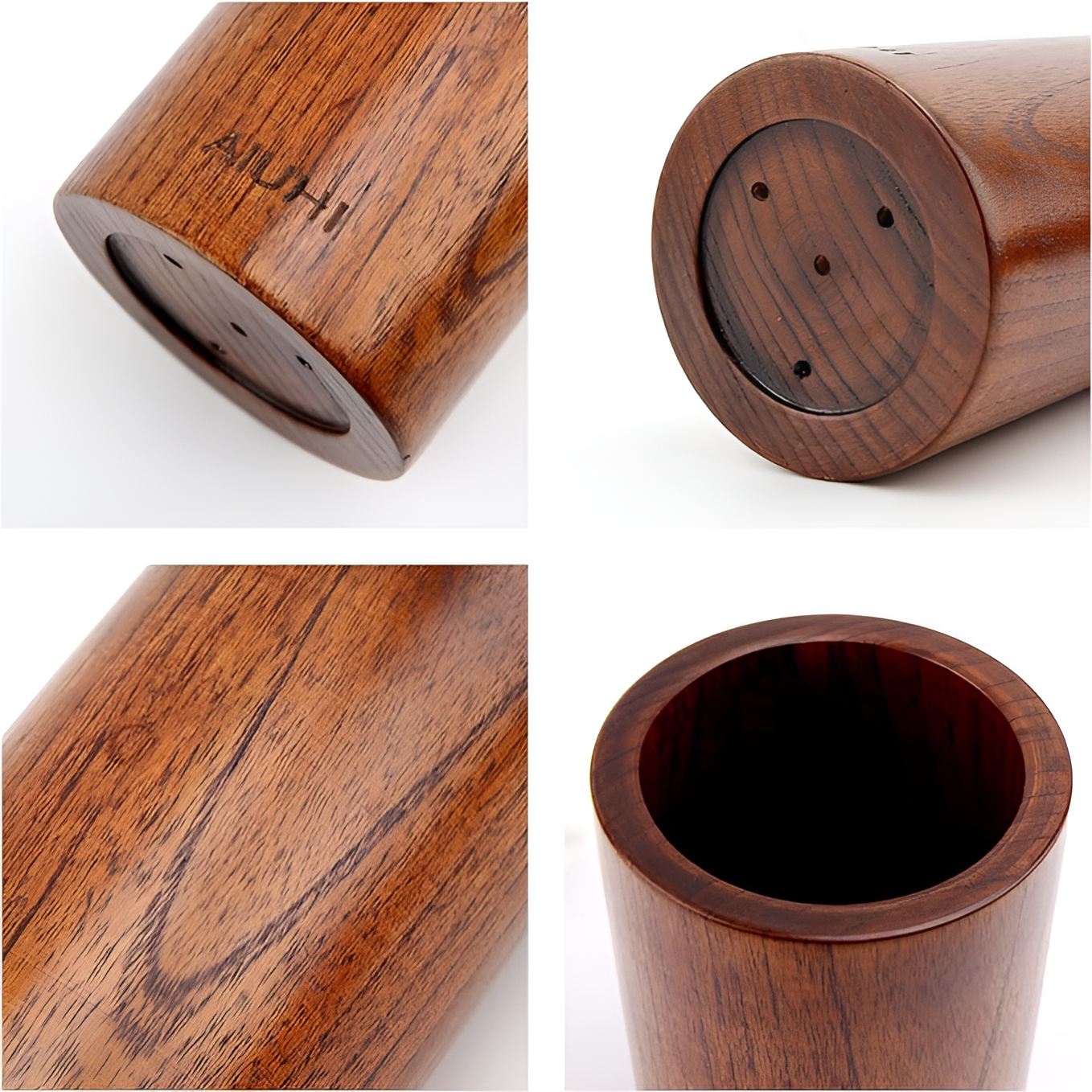 Natural Wood Utensil Holder with Frosted Finish