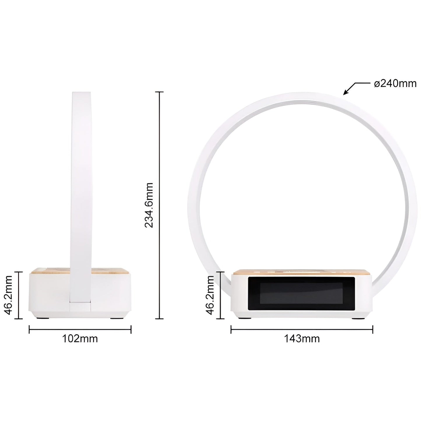 3-in-1 LED Table Lamp with Wireless Charger and Alarm Clock