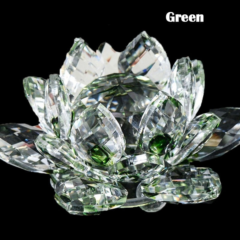 Crystal Lotus Flower Feng Shui Ornament - 80mm Healing Decor