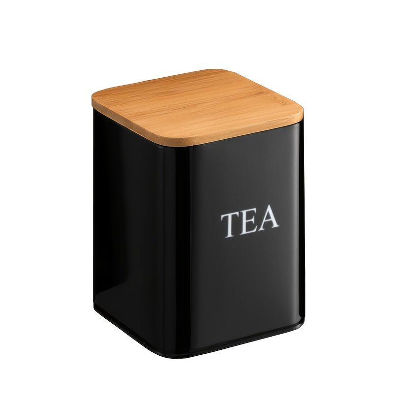 Bamboo Lid Bread Box Set with Tea, Coffee, Sugar Canisters