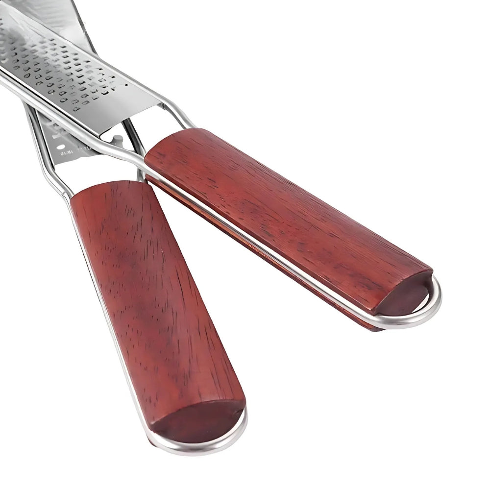 Stainless Steel Long-Handled Grater with Wooden Handle