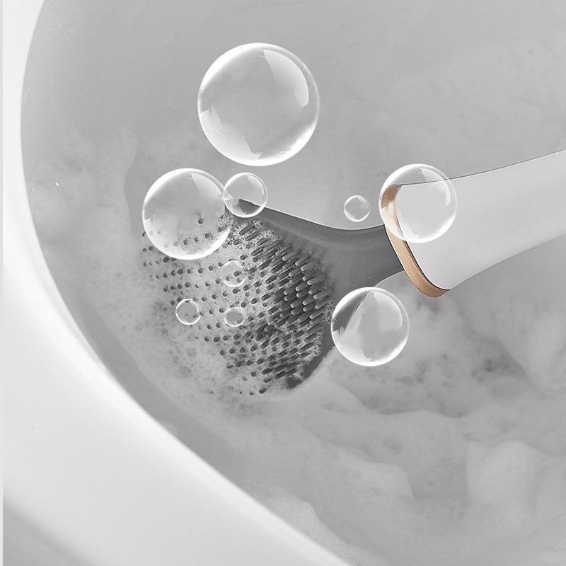 Long-Handled Silicone Toilet Cleaning Brush with Wall Mount
