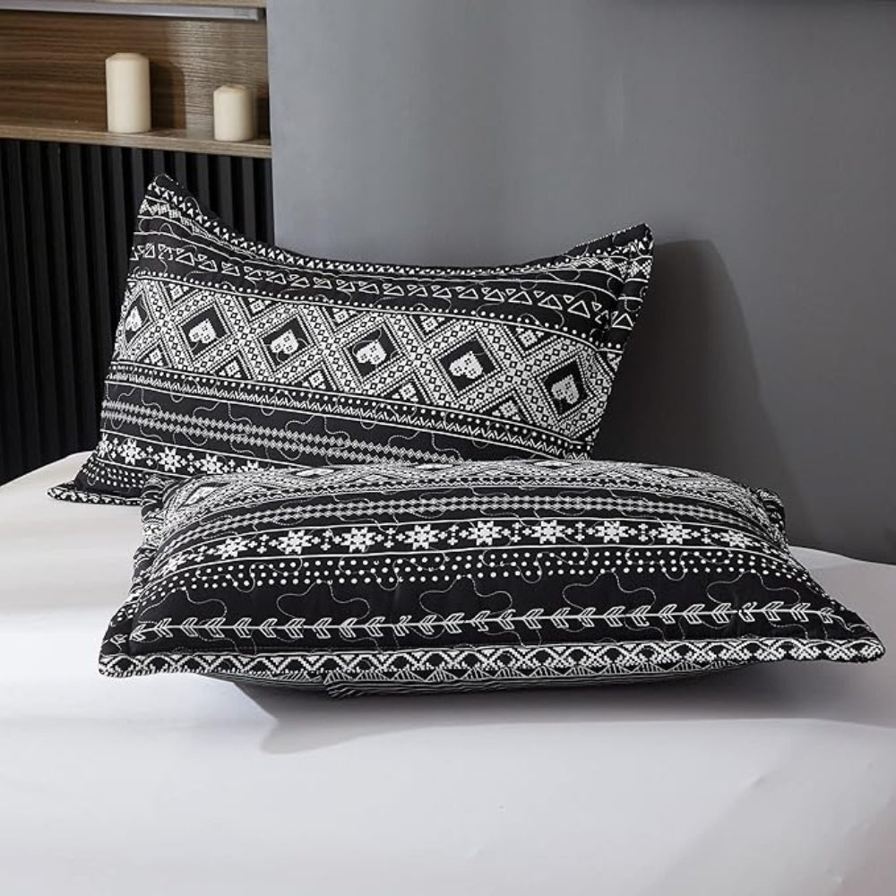 Monochrome Geometric Boho Duvet Cover Set
