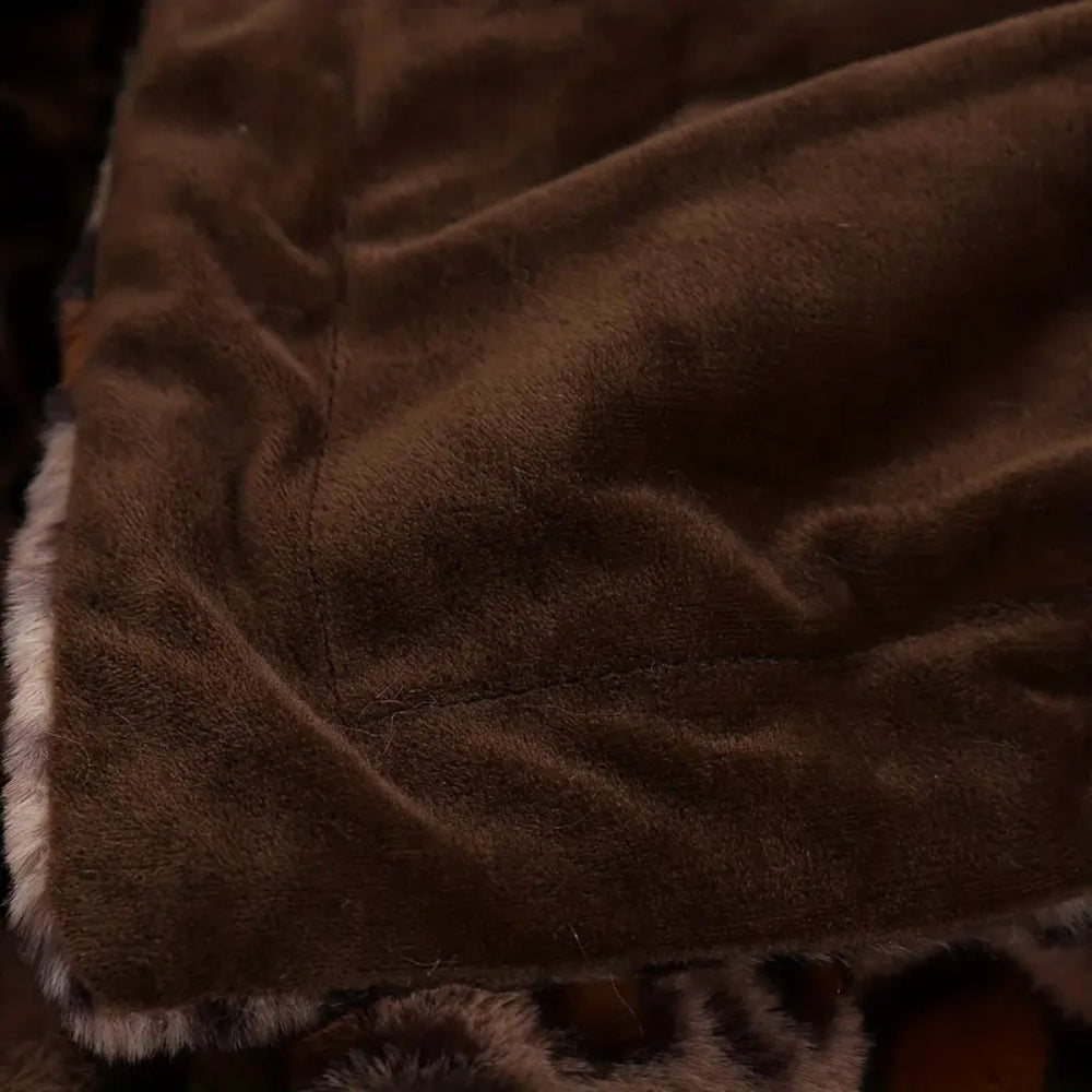 Leopard Print Faux Fur Throw Blanket