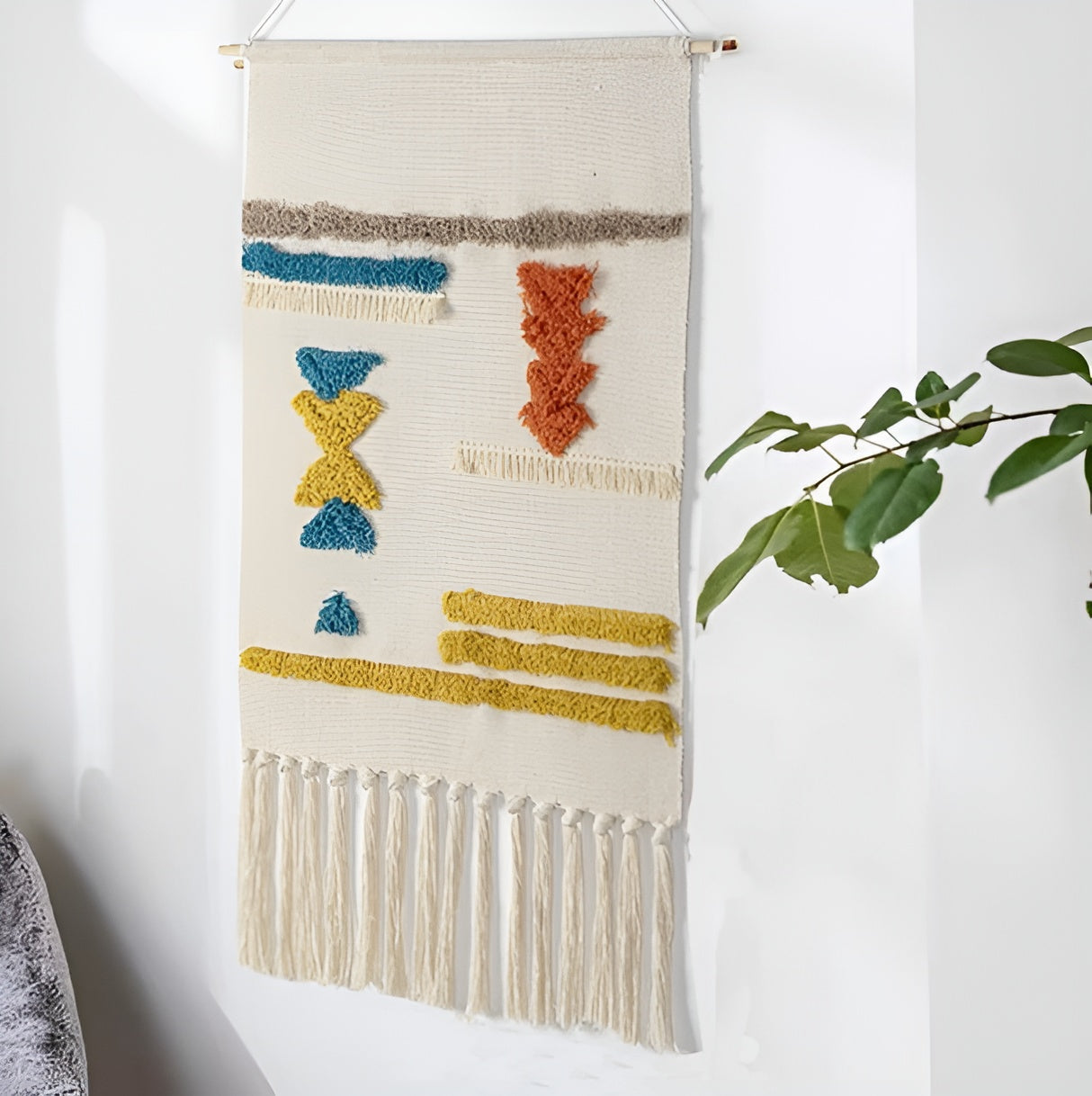 Colorful Tufted Fringe Wall Tapestry Decor