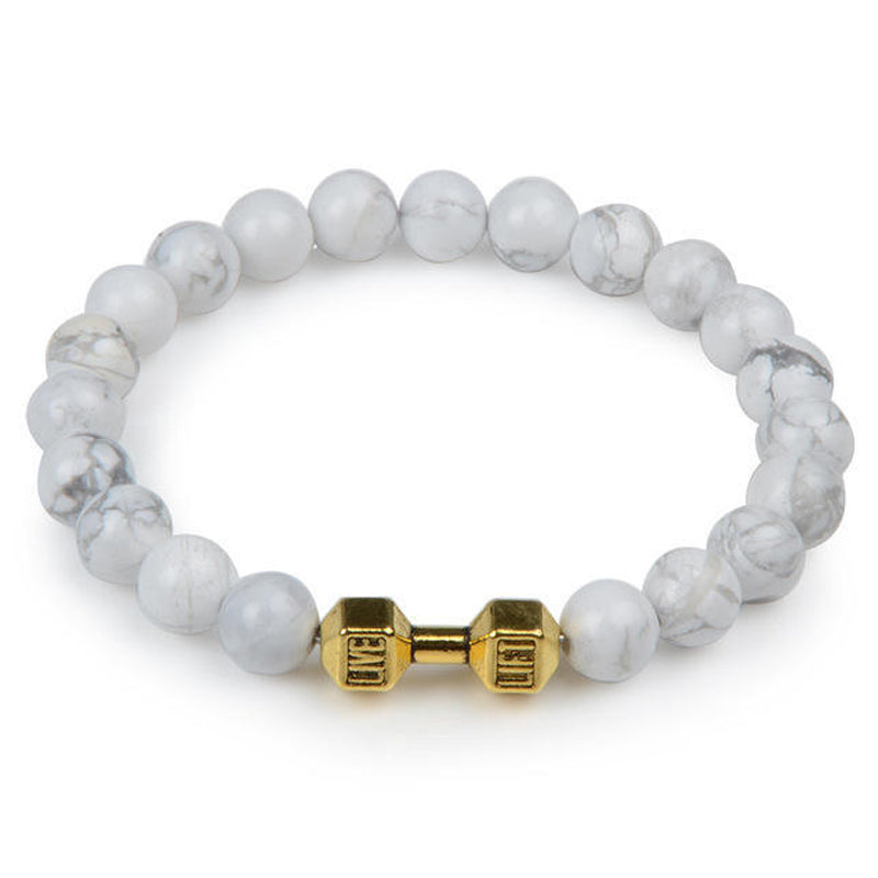 Chakra Dumbbell Bracelet in Black Onyx and Lava Stone