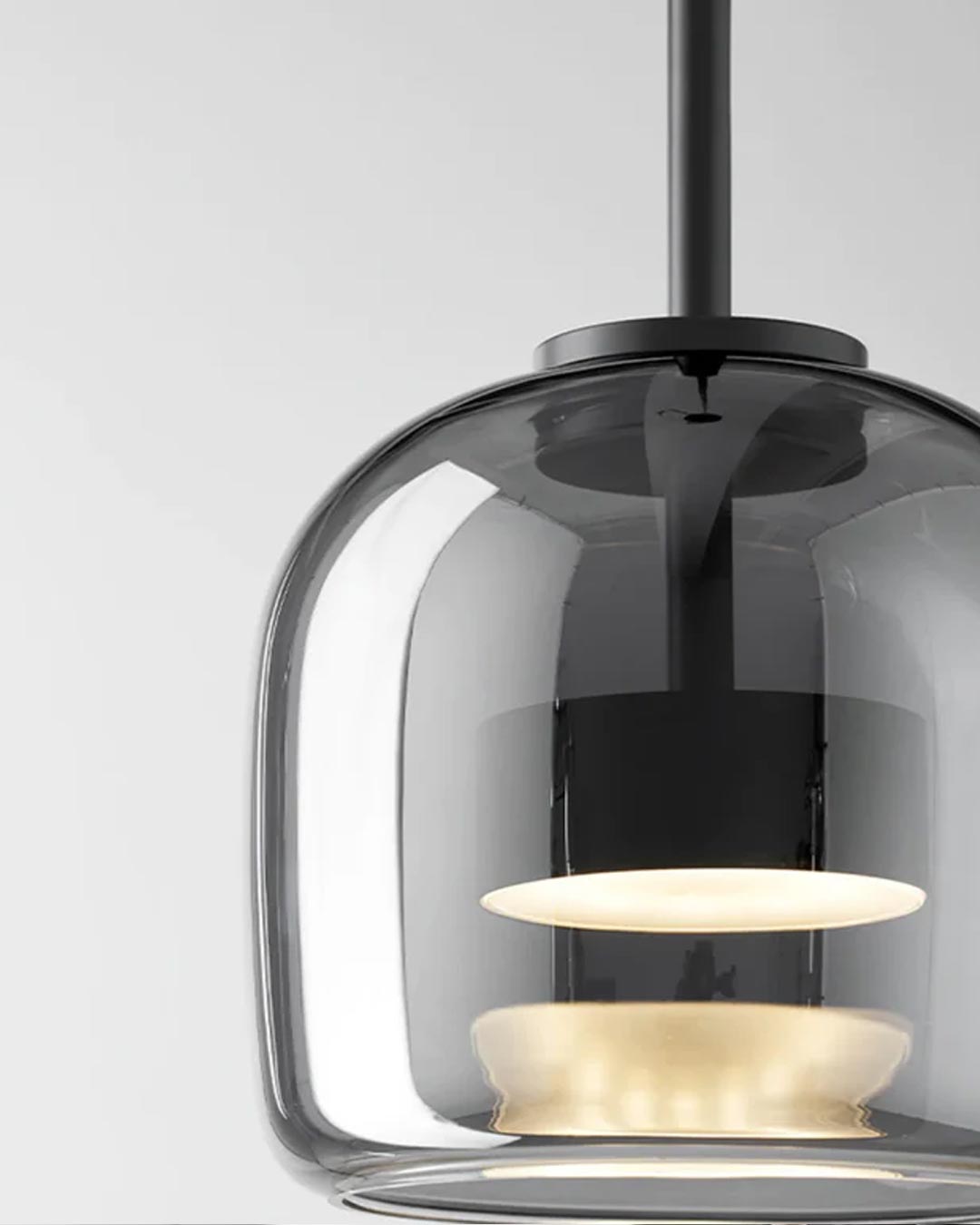 Smoke Glass Pendant Light Chandelier - Set of 2