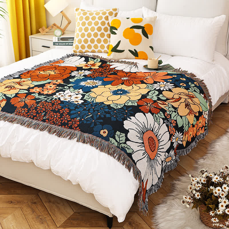 Floral Cotton Tassel Sofa Cover