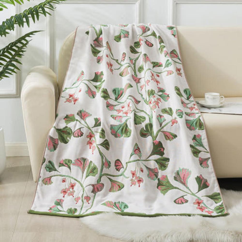 Ginkgo Leaf Cotton Gauze Towel - Soft Travel Blanket and Beach Shawl