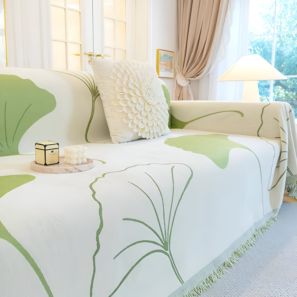 Ginkgo Leaf Chenille Sofa Cover