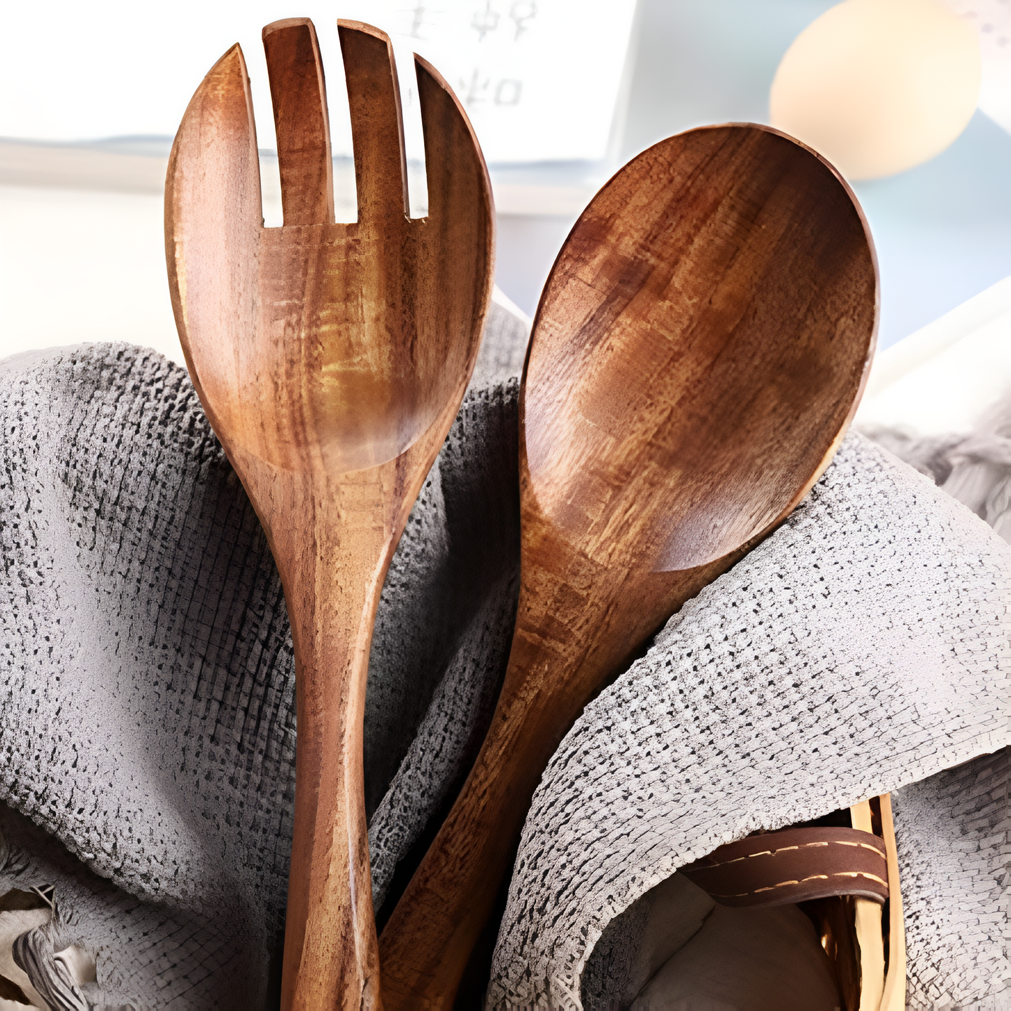 Rustic Acacia Wood Salad Serving Set - 2 Piece