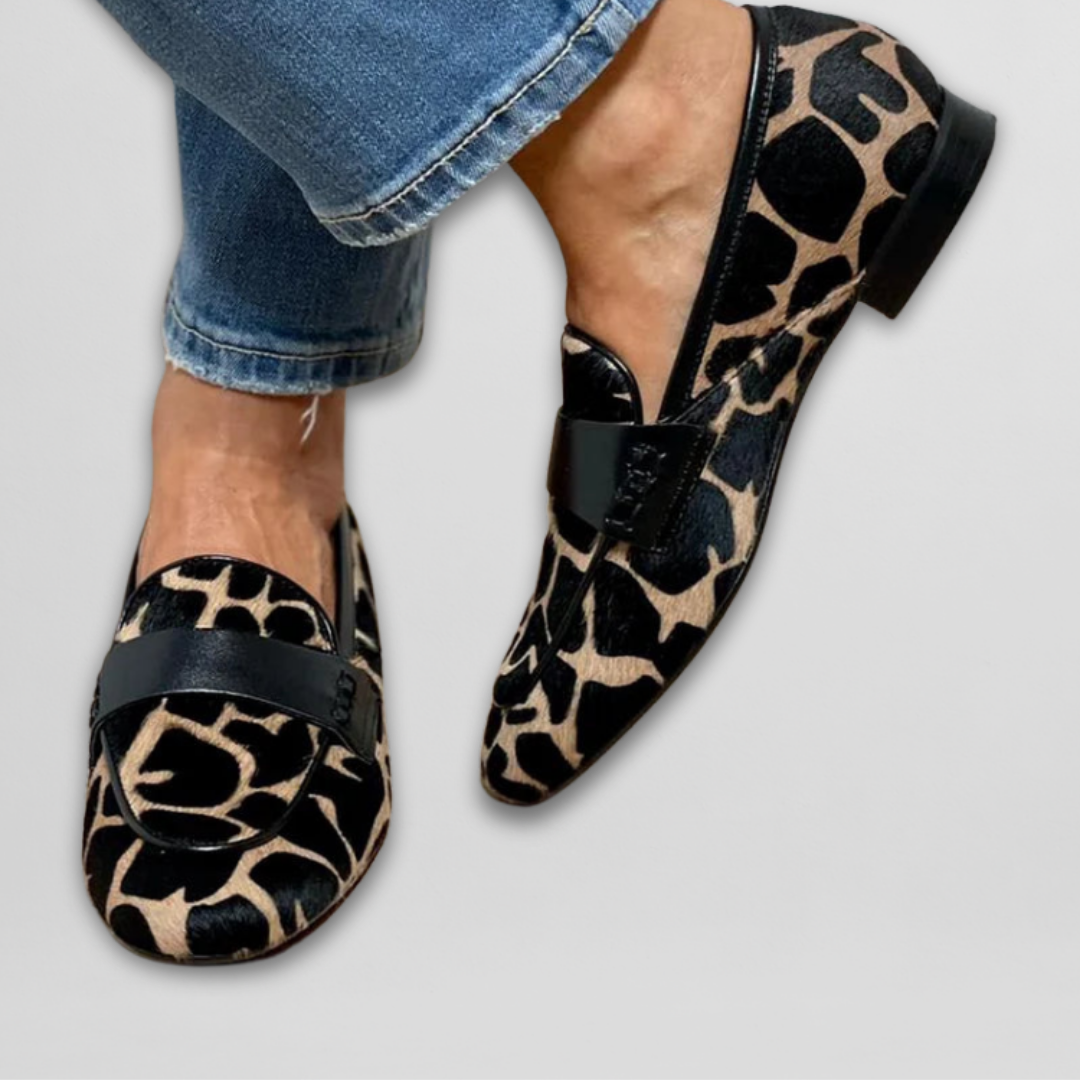 Animal Print Women's Moccasins with Flexible Sole