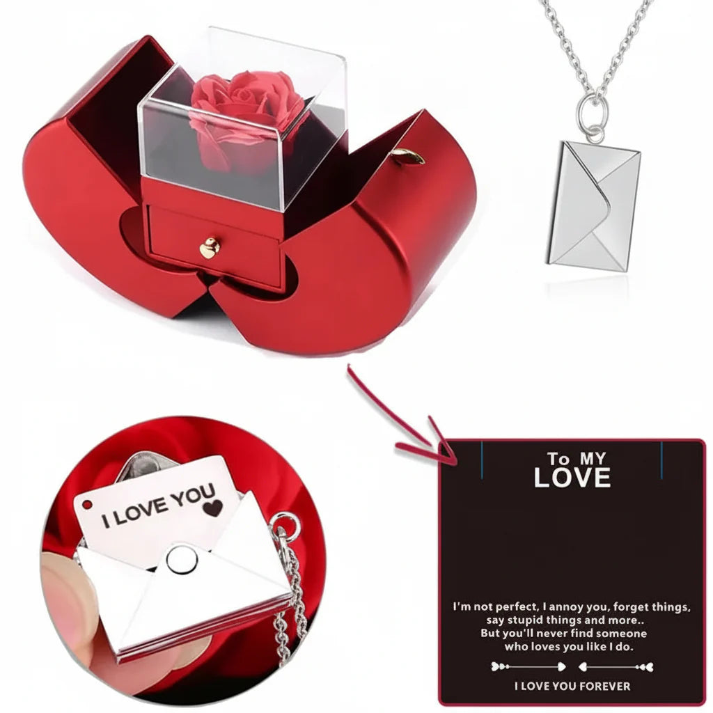 Apple Jewelry Box with Preserved Rose - Timeless Valentine's Gift