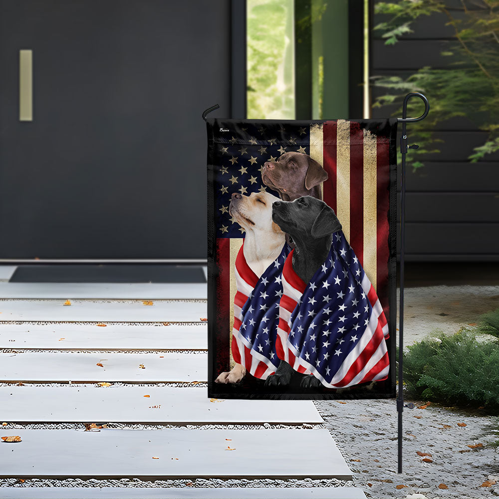 American Patriot Labrador Retriever Flag - Double-Sided Canvas, 2 Sizes