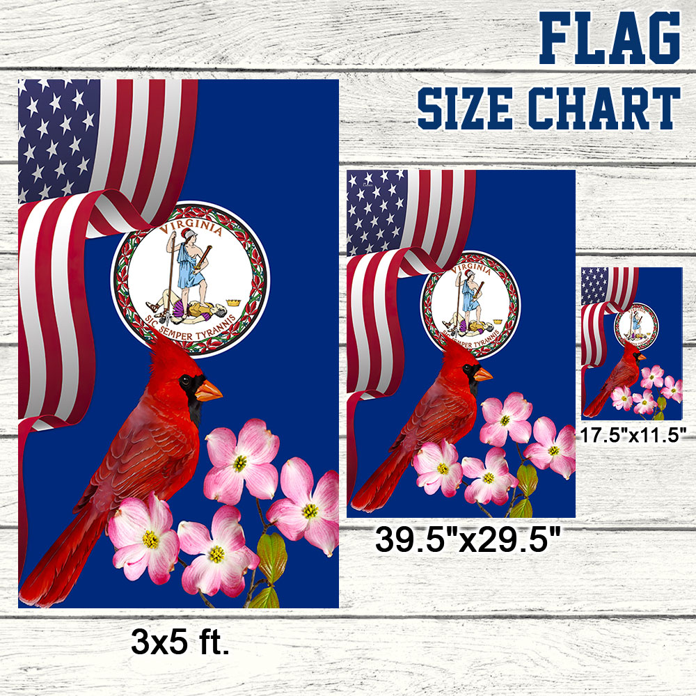Virginia State Cardinal and Dogwood Flower Heavy Duty Flag