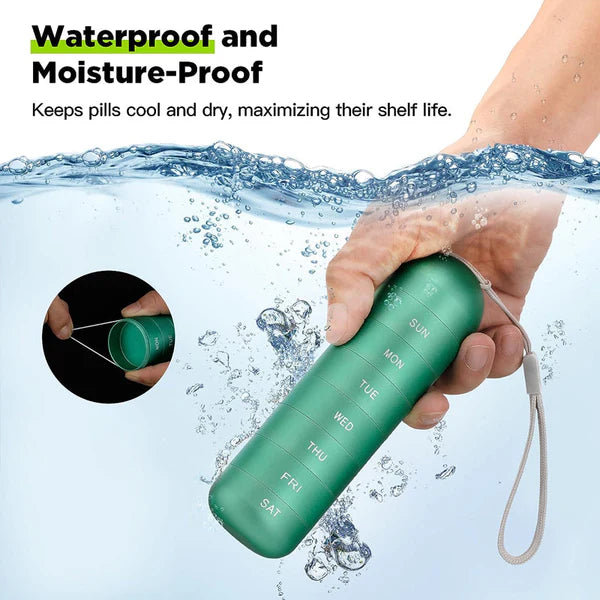 Aluminum 7-Day Travel Pill Organizer with Waterproof Design