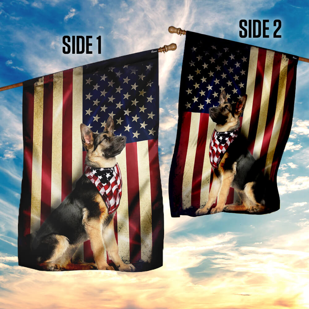 German Shepherd American Flag Double-Sided Weather-Resistant Banner