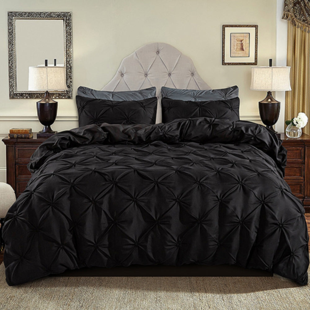 Luxury Pinch Pleat Duvet Cover Set - Soft Microfiber, Wrinkle-Resistant