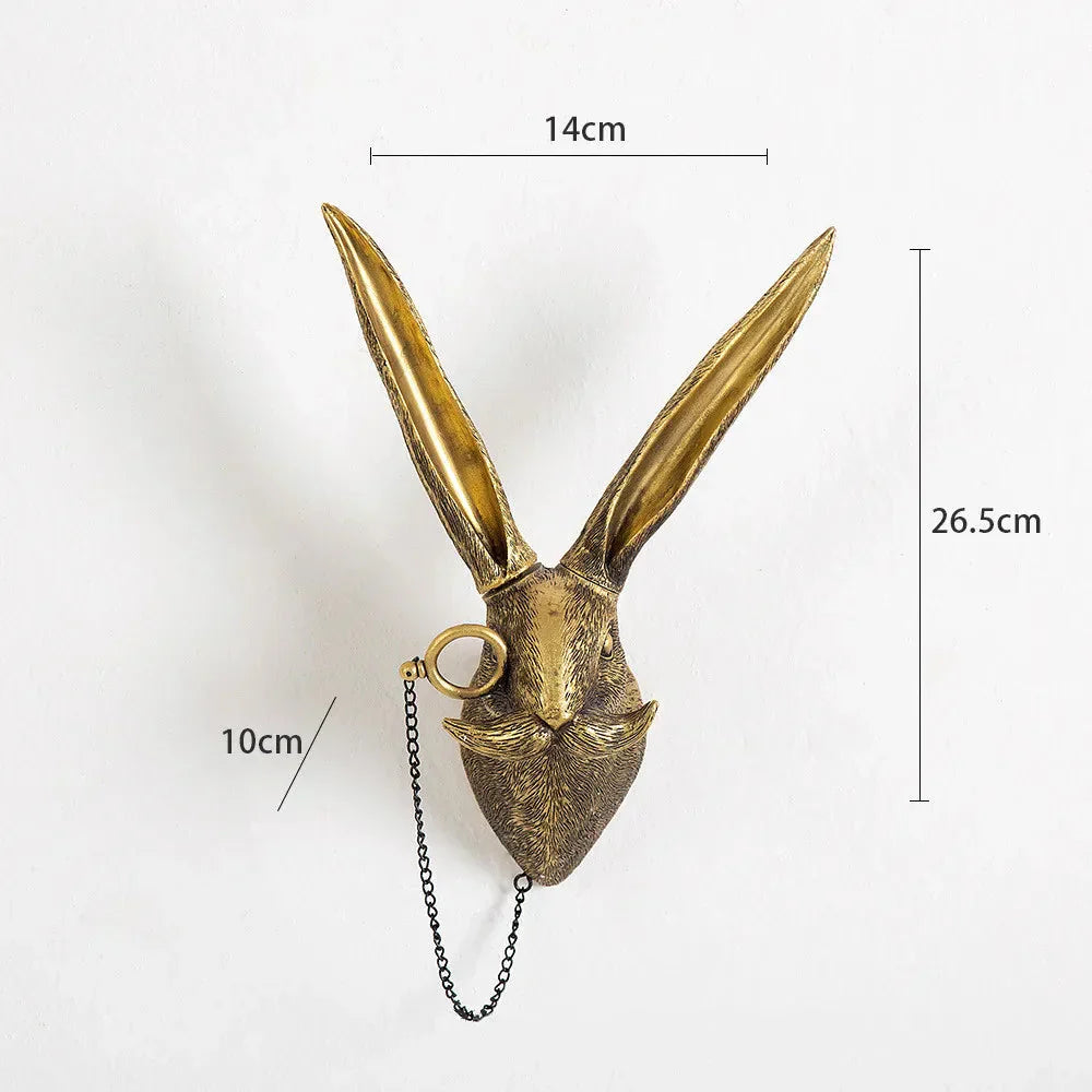 Antique Bronze Deer Head Wall Hook Decorative Resin Figurine