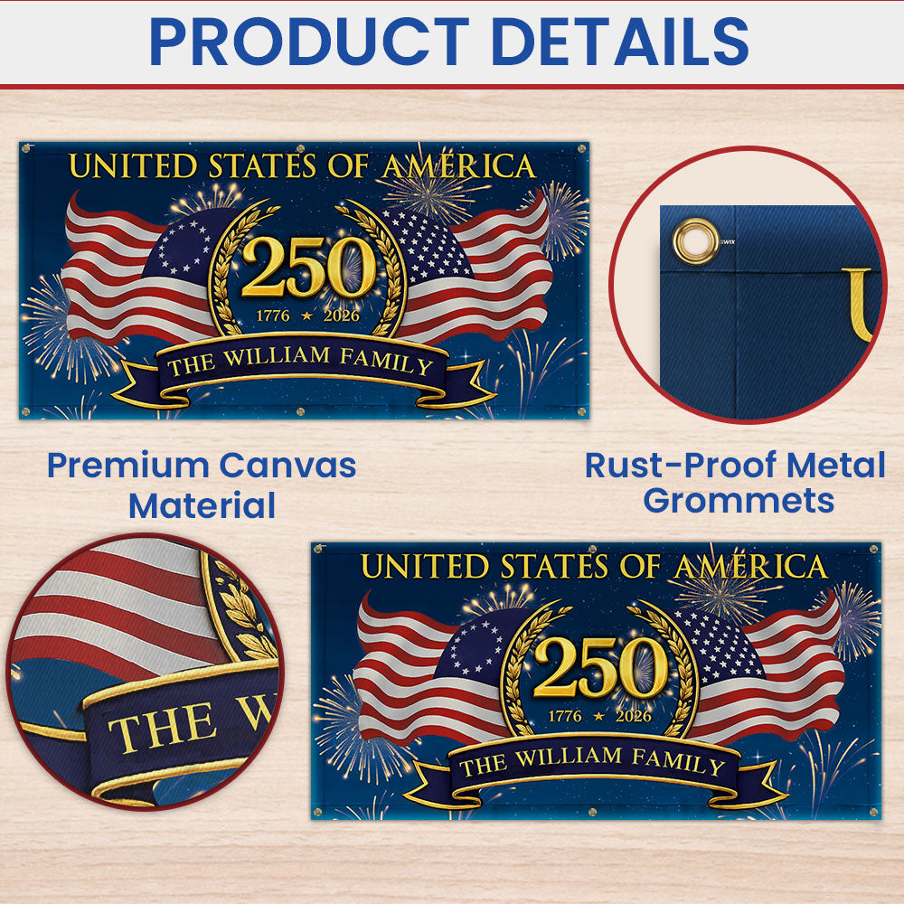 Personalized 250th Anniversary Patriotic Fence Banner
