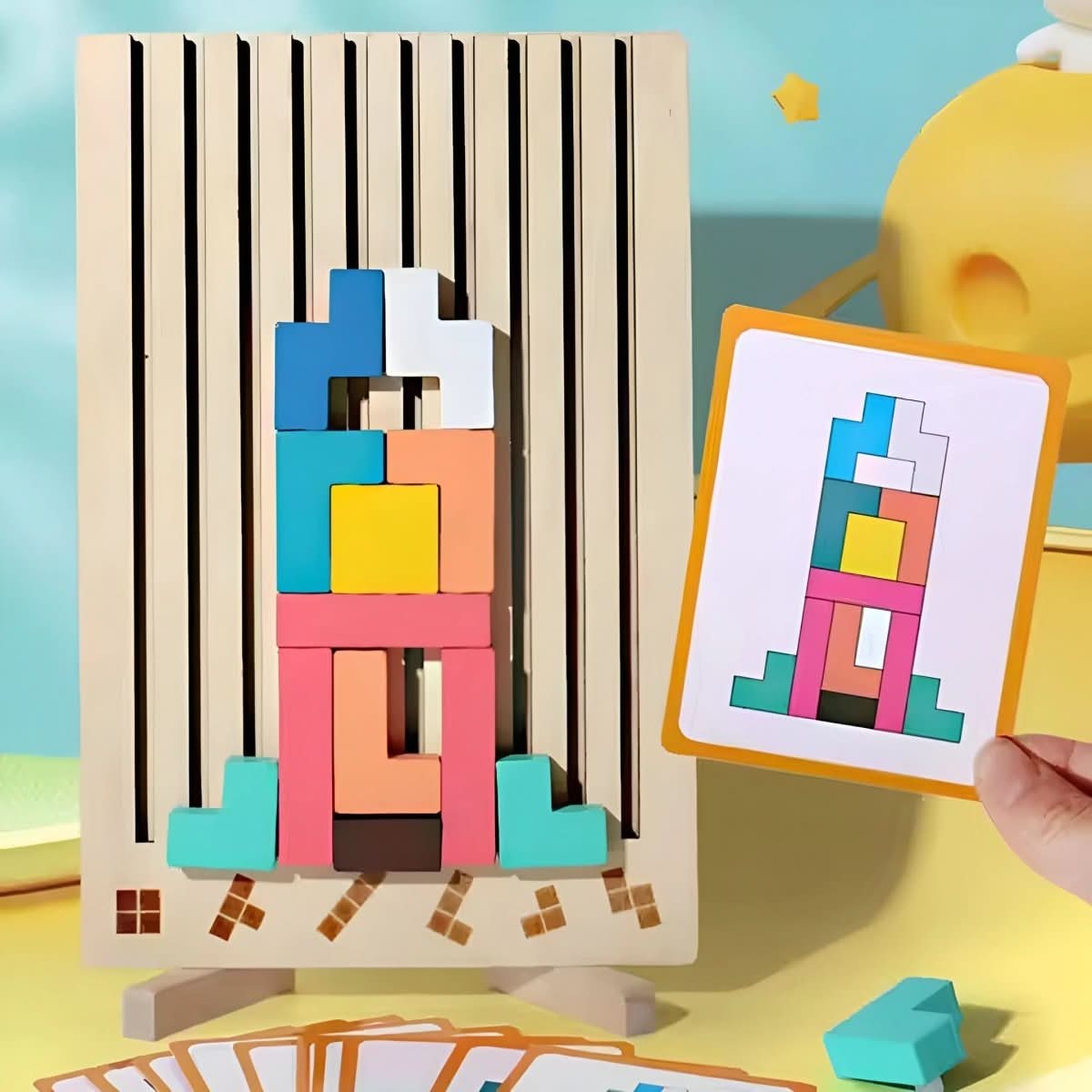 Montessori Wooden Tetris Stacking Game for Kids