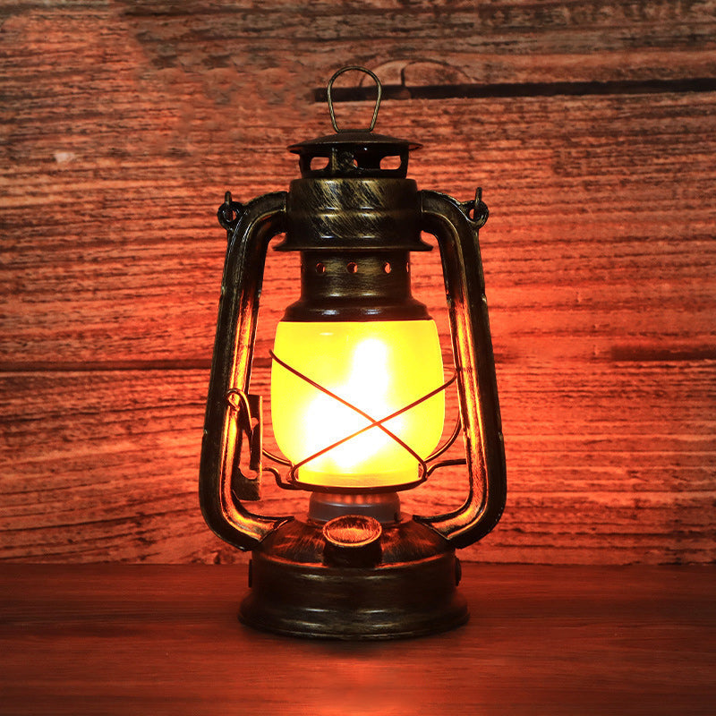 Vintage Round Iron Table Lamp with Acrylic Shade and Integrated LED