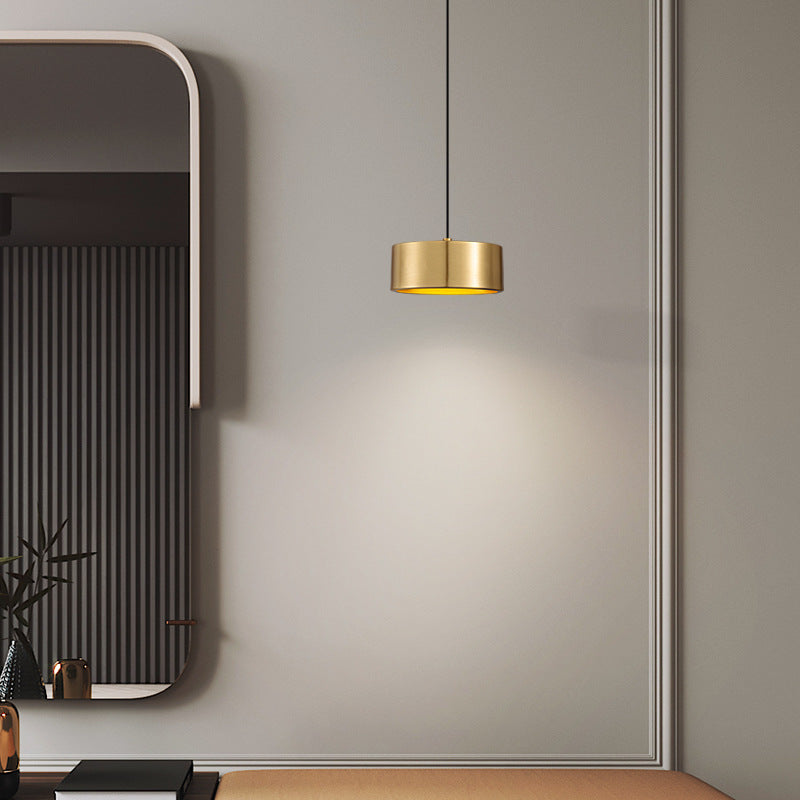Minimalist Round Iron LED Pendant Light in Gold, White, or Black