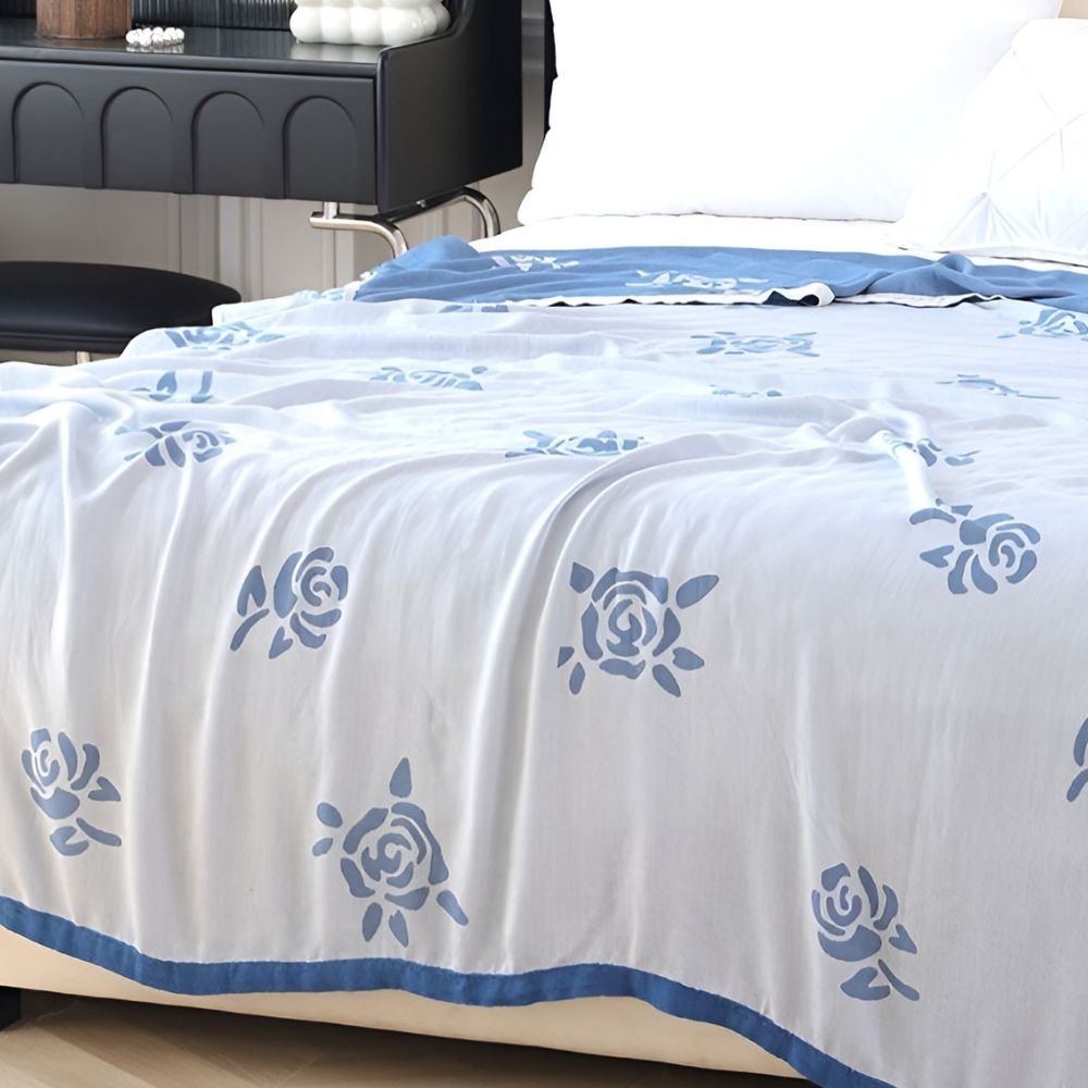 Bamboo Fiber Floral Cooling Blanket