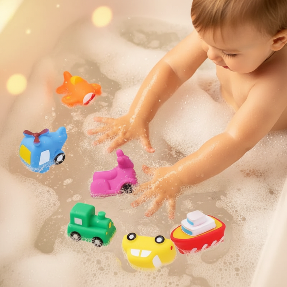 Soft Water-Activated Emergency Vehicle Bath Toys for Kids