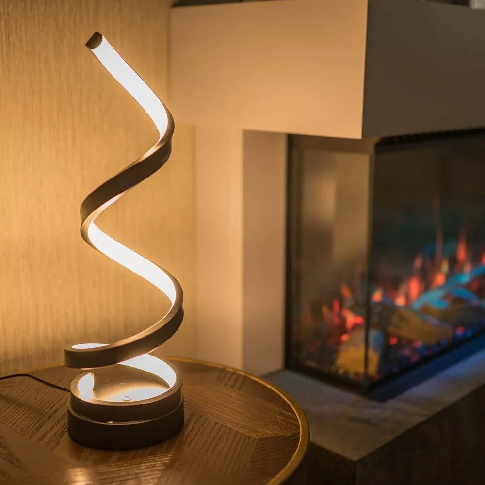 LED Spiral Table Lamp with Adjustable Brightness and Color Temperature