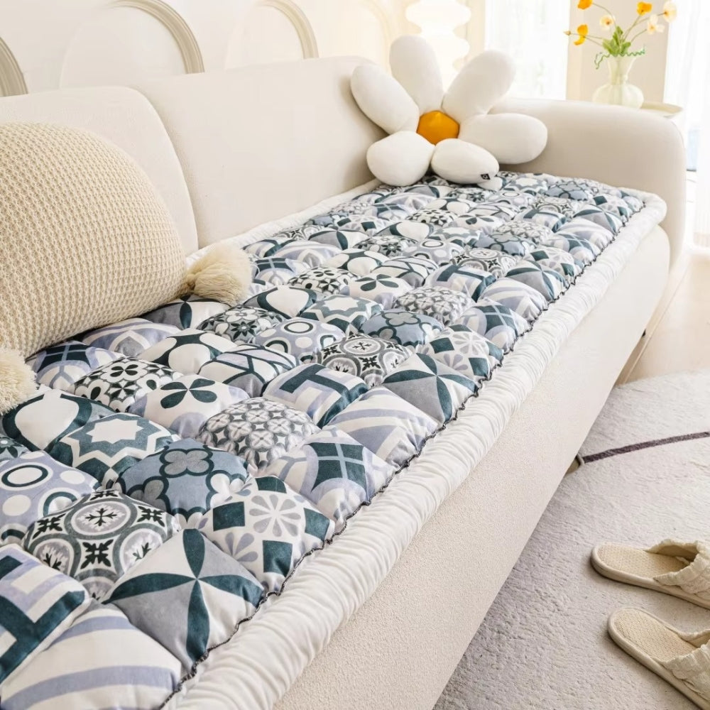 Bohemian Quilted Sofa Cover with Non-Slip Backing
