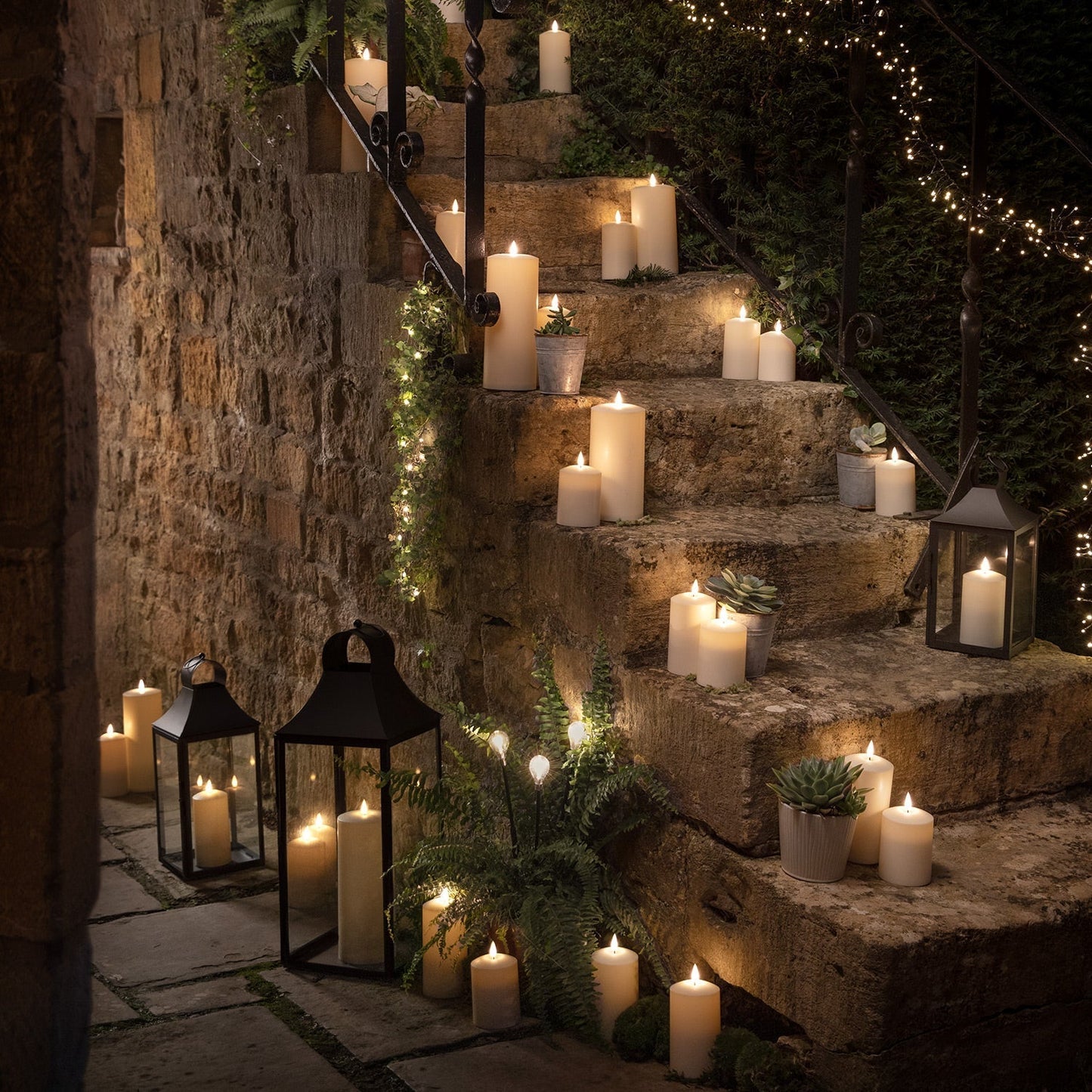 Solar-Powered Outdoor Candle Set - 3 Heights