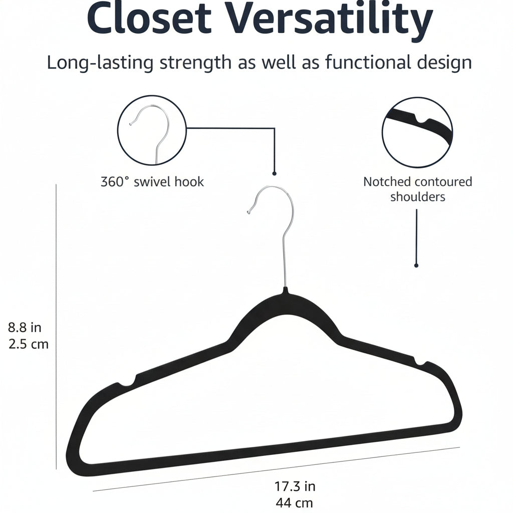 Velvet Non-Slip Slim Clothes Hangers - Space-Saving Organizer