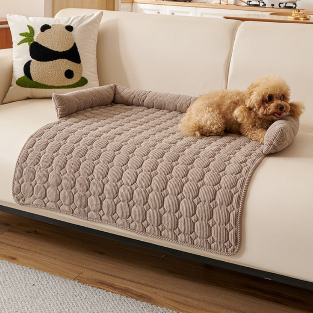 Quilted Non-Slip Bolster Pet Bed for Small to Medium Dogs