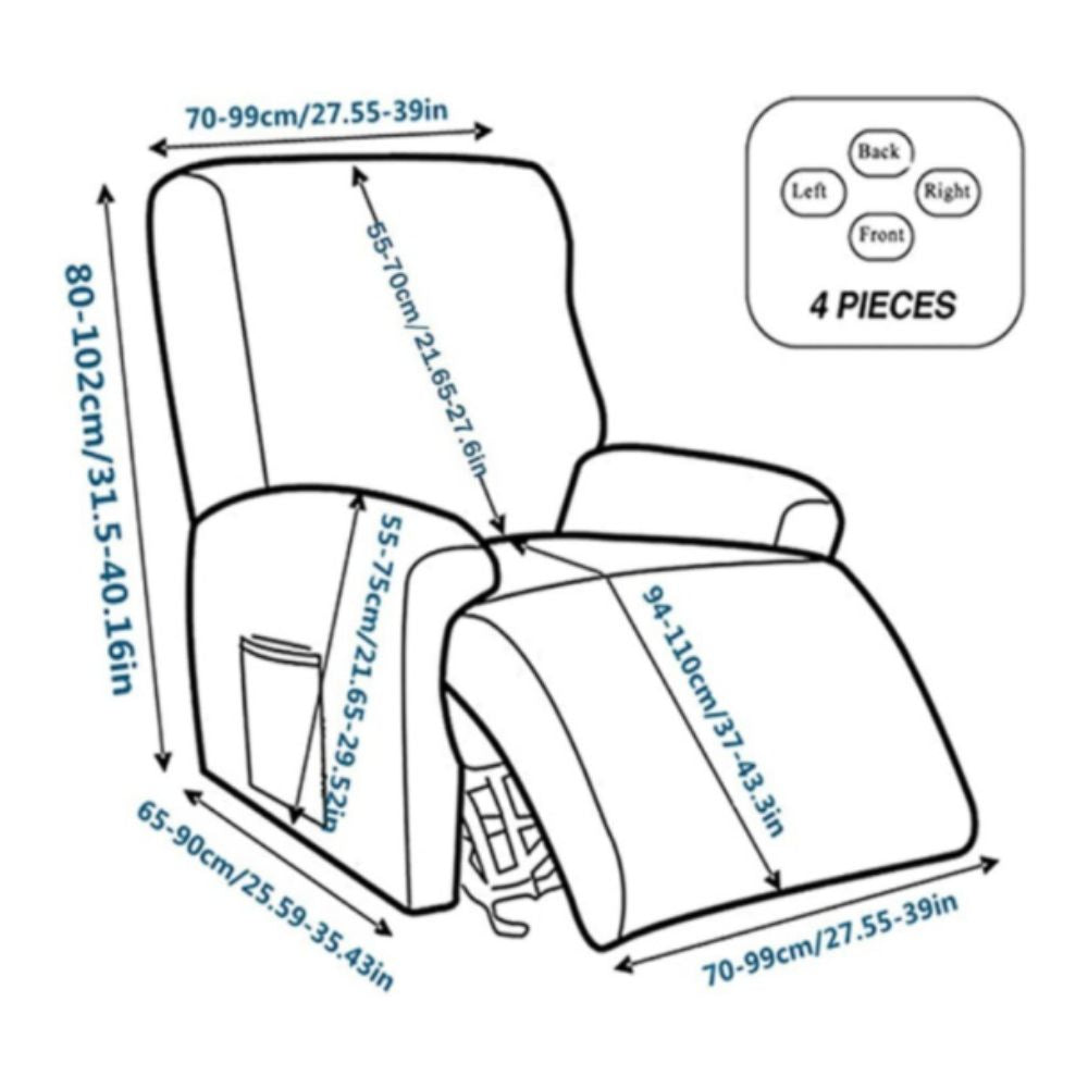 Floral Stretch Recliner Sofa Cover with Side Pockets