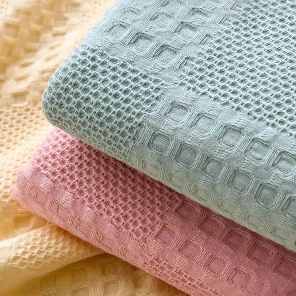 Blush Organic Cotton Waffle Checkered Blanket