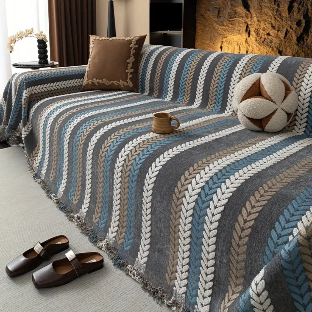 Cascade Stripe Chenille Sofa Cover